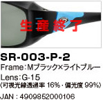 SR-003-P-2｜Frame：Mブラック×ライトブルー｜Lens：G-15〈可視光線透過率16％・偏光度99％)