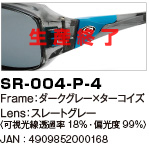 SR-004-P-4｜Frame：ダークグレー×ターコイズ｜Lens：スレートグレー〈可視光線透過率18％・偏光度99％〉