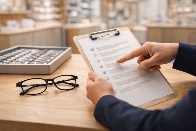 メガネのガラスレンズ取り扱い店頭で確認すべきポイント