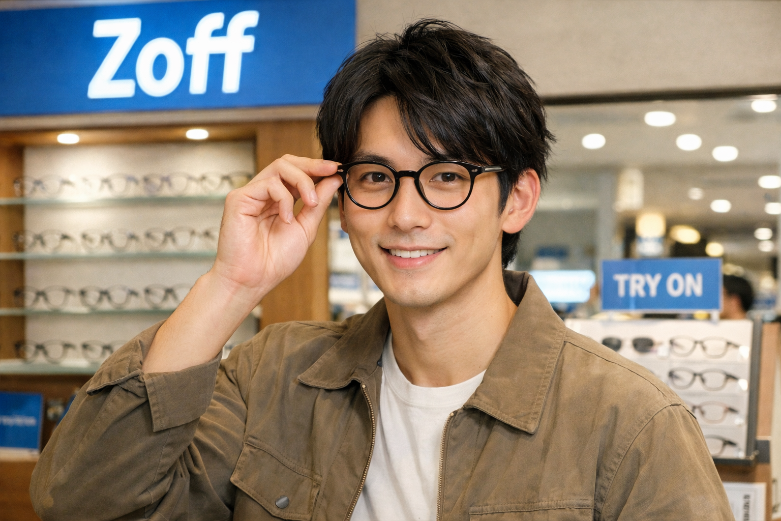 zoffゾフでおしゃれな眼鏡を購入する男性メンズ