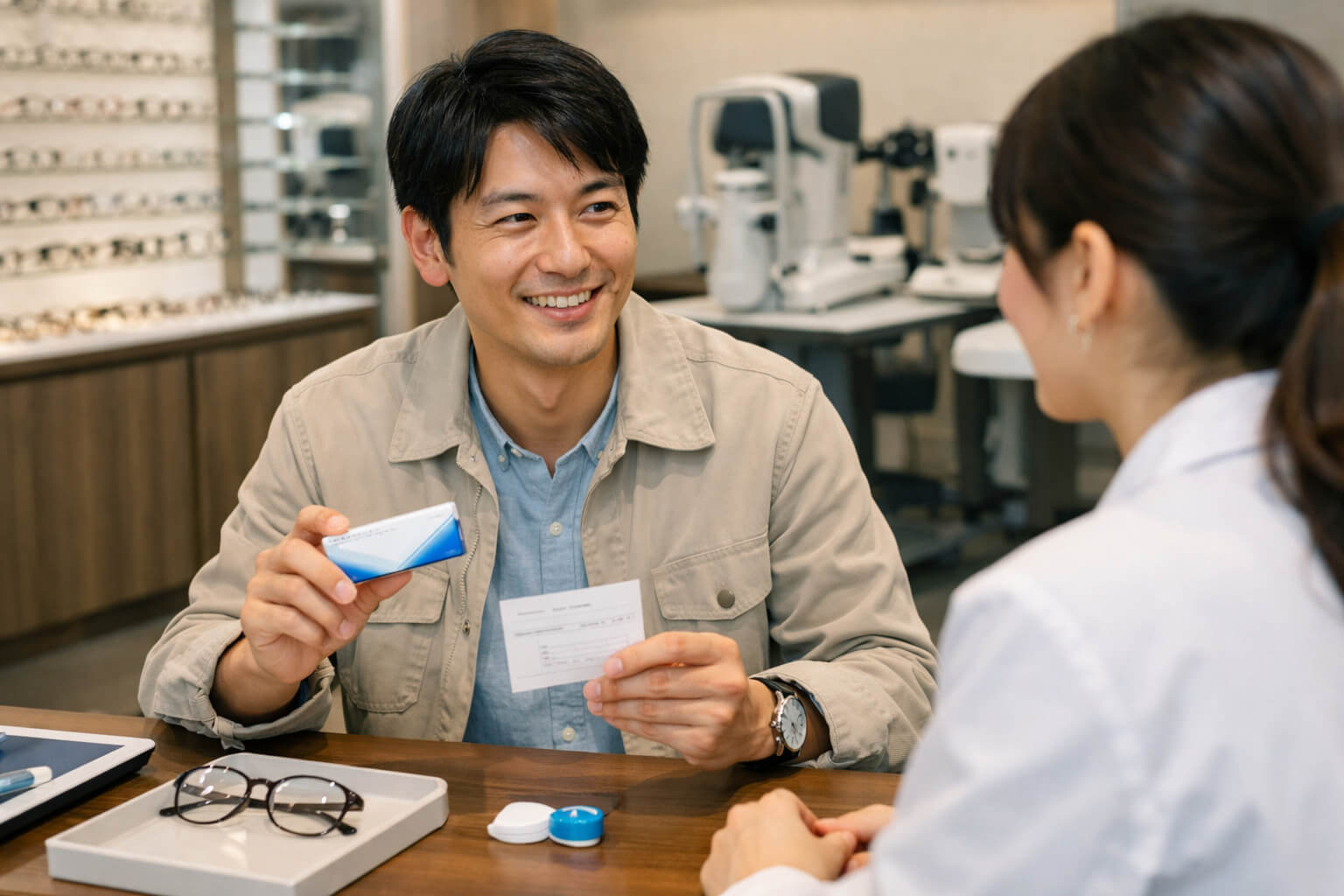 眼鏡市場でコンタクト度数を測りたい人