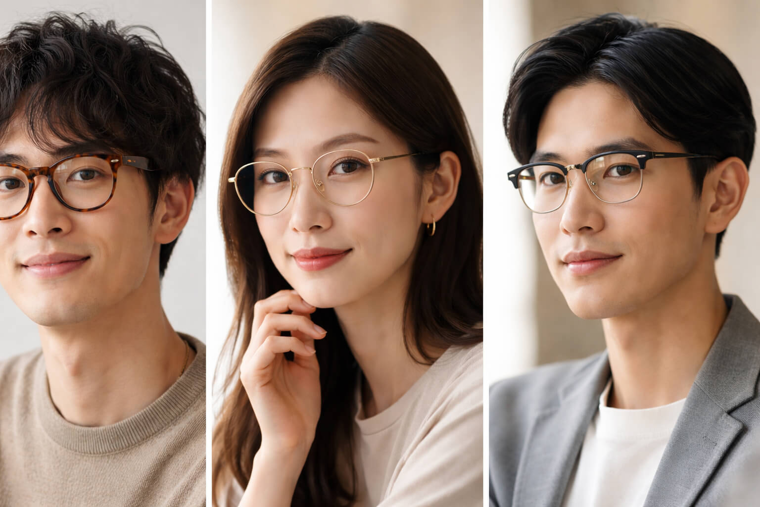 白山眼鏡のクラシックフレームを机上に並べた俯瞰写真