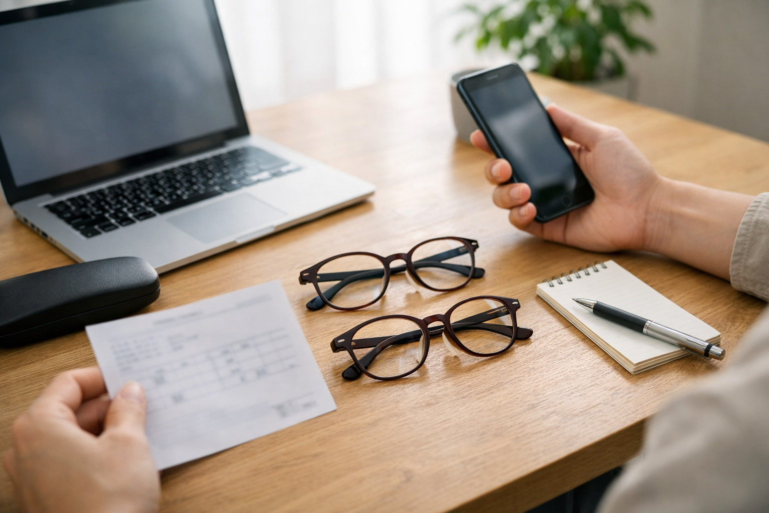 メガネ 通販 安いを最短で実現するための選び方を確認する日本人の手元