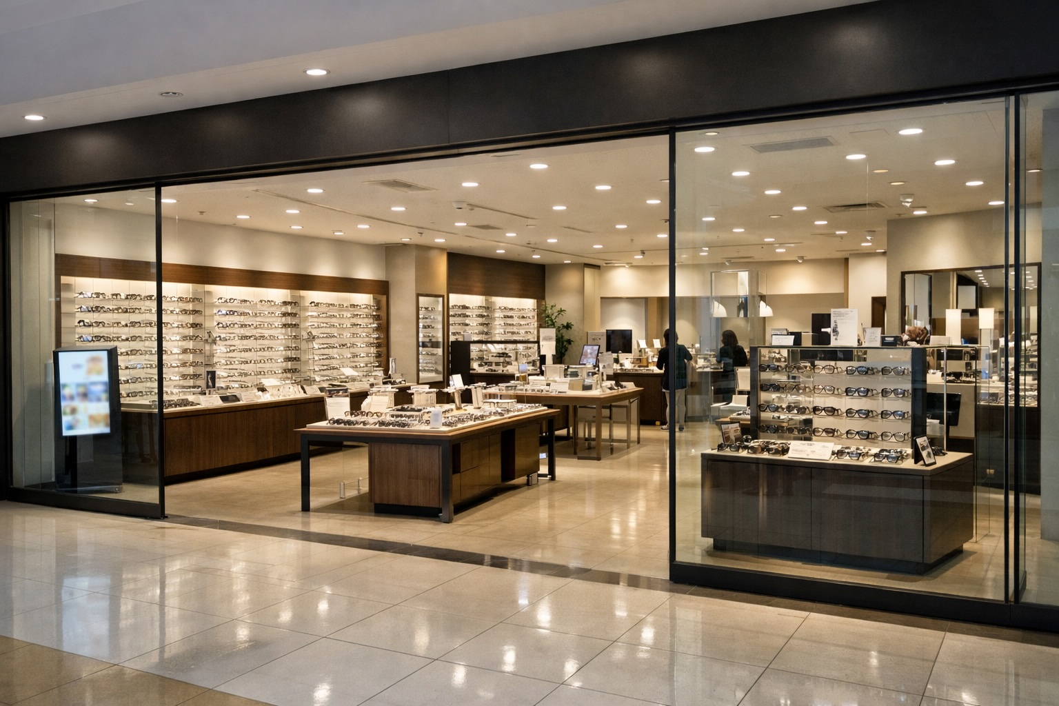 ショッピングモールにあるメガネチェーン店の外観
