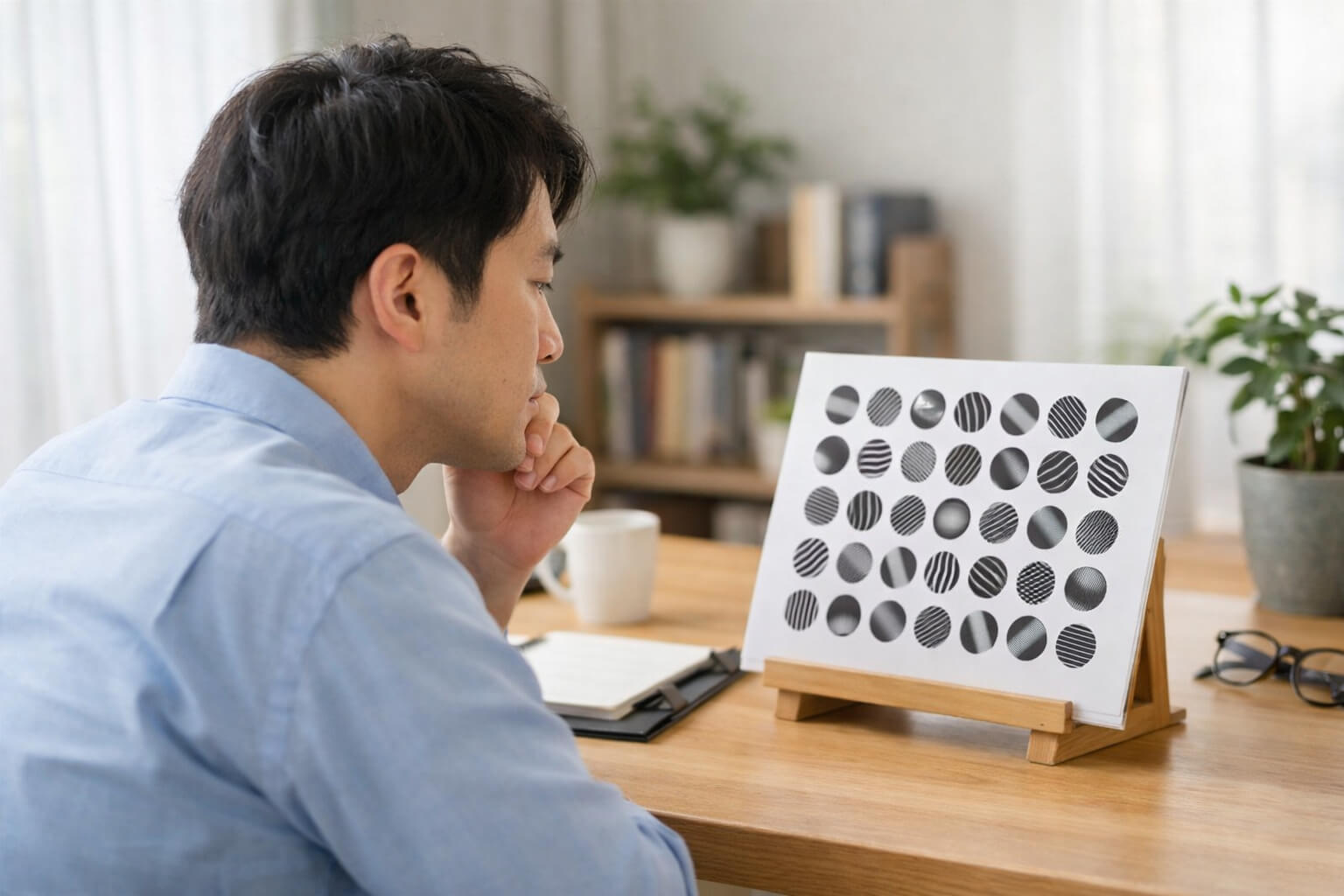 ガボール・アイの縞模様を使った視覚トレーニングのイメージ