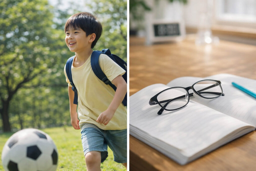 近視進行抑制と日常習慣を示すイメージ