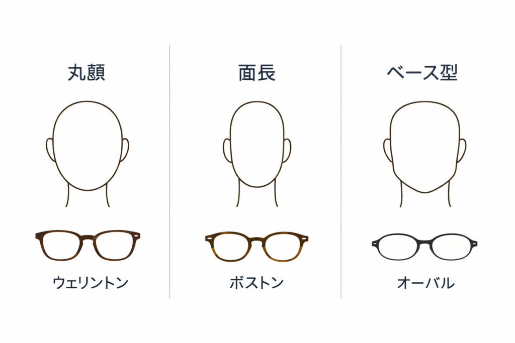 顔型別に似合うメガネフレームの選び方(丸顔・面長・ベース型)