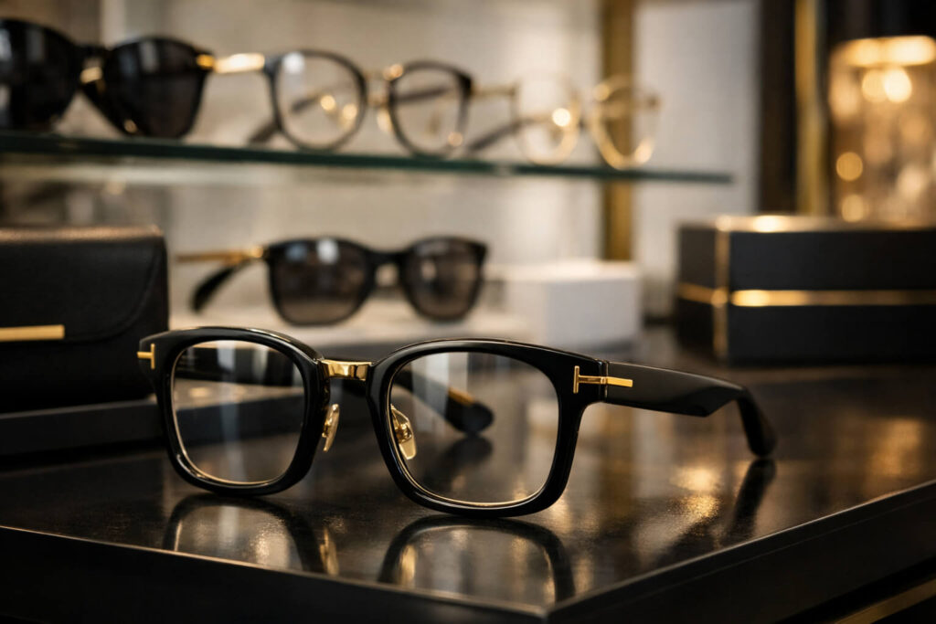 トムフォード公式価格帯と比較する高級メガネのイメージ