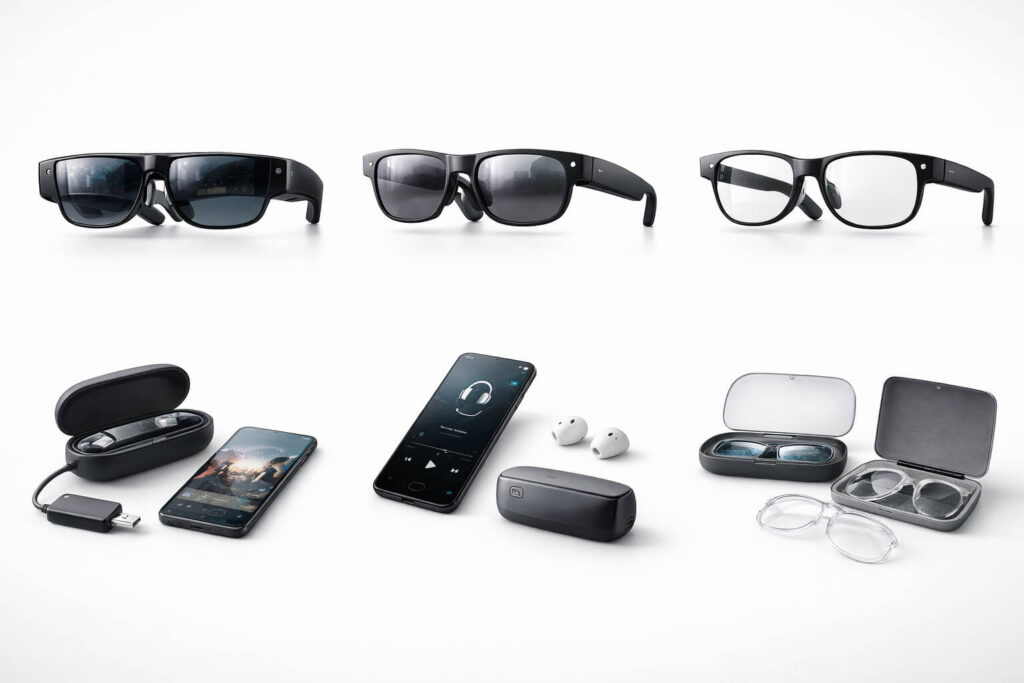 メガネユーザー向けスマートグラスの選び方を用途別に示したイメージ