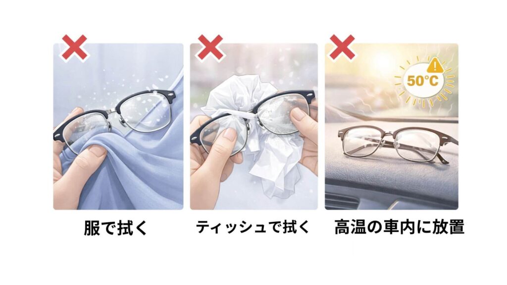 眼鏡のホコリ防止で避けたいNGケアの比較
